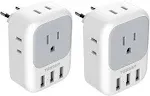 TESSAN European Travel Plug Adapter, US to Europe Power Adapter with 4 AC Outlets and 3 USB, Euro Charger Adaptor Type C for USA to E