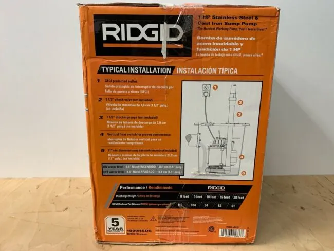 RIDGID 1 HP Stainless Steel Dual Suction Sump Pump 1000RSDS