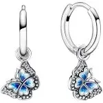 Pandora Women's Butterfly Hoop Earrings, Blue