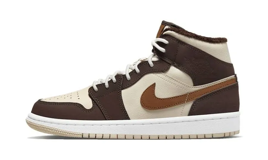 Air Jordan 1 Mid Brown Fleece Cream Dark Chocolate