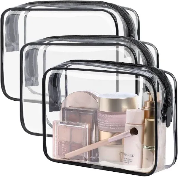 Clear Makeup Bag Packism 3 Pack Clear Bag TSA Approved Toiletry Bag