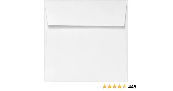 LUXPaper Square Invitation Envelopes | Peel & Press | 6 1/2" x 6 1/2" | Bright White | 70lb. Text | 50 Qty