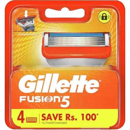 Gillette Fusion Men&#039;s Razor Blade Refill Cartridges - 4 - New - SEALED