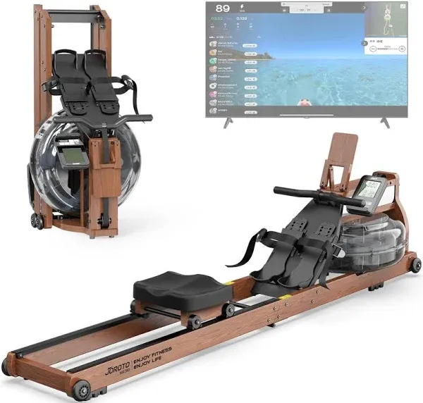 JOROTO Rowing Machines for Home Use, Foldable Rower Machine with Bluetooth Monitor, Tablet Holder Water Rowing Machine