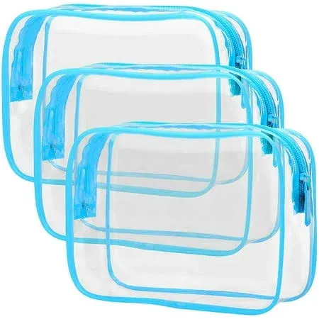 PACKISM Clear Makeup Bag - 3 Pack Beauty Clear Cosmetic Bag TSA Approved Toiletry Bag, Travel Clear Toiletry Bag, Quart Size Bag Carry On Airport