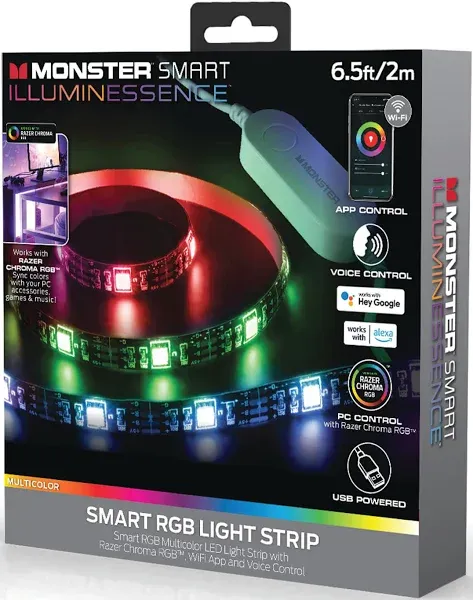 Monster Smart Illuminessence 6.5Ft Multicolor LED Light App WIFI Control Sealed