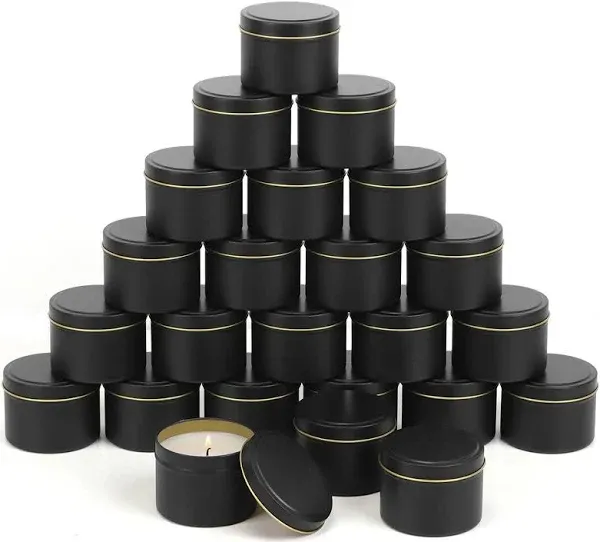 SONVIIBOX 24 Pieces Black Candle Tins 4oz,Candle Tin Bulk,Candle Jars for Making Candles,Bulk Candle Containers for Candle Making,Storage Jars,DIY CA