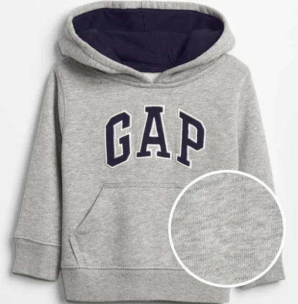 NWT Baby GAP Arch Logo Pullover Hoodie Hooded Sweatshirt Heather Gray Boys 5T