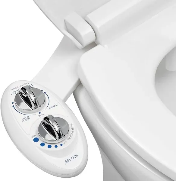  NEO 185 - Self-Cleaning, Dual Nozzle, Non-Electric Bidet Attachment for White