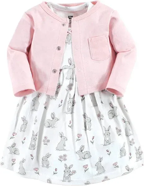 Hudson Baby Girls' Cotton Dress and Cardigan Set