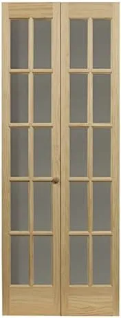 AWC Model 527 Traditional Divided Light Glass Bifold Door 32" x 80.5" Unfinished Pine