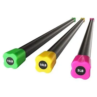 Signature Fitness Total Body Workout &amp; Exercise Weighted Bar Padded Grip, 3 Pack