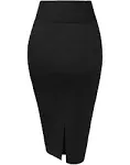 Hybrid & Company Women's Premium Stretch Office Pencil Skirt, Size: 2XL, Black