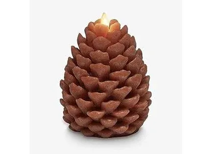 Luminara Pinecone Flameless Candle Adobe Chalky Finish Pine Cone Figural