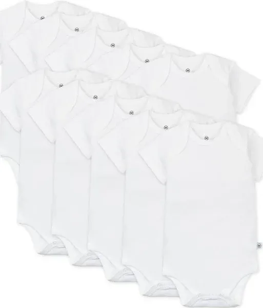 HonestBaby 10-Pack Short Sleeve Bodysuits One-Piece 100% Organic Cotton for Infant Baby Boys