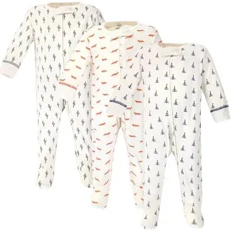 Touched by Nature Baby Organic Cotton Zipper Sleep and Play 3pk, Cactus