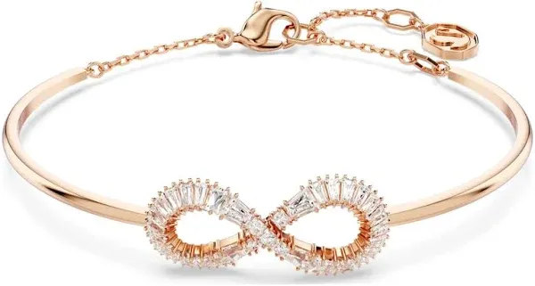 SWAR0VSKI Hyperbola Bangle Infinity, White, Rose Gold-Tone Plated 5679443