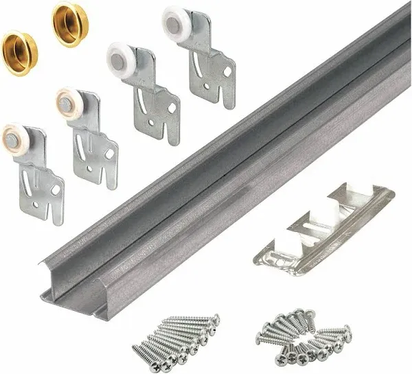 Prime-Line By-Pass Door Hardware Set Galvanized Silver Steel 161791