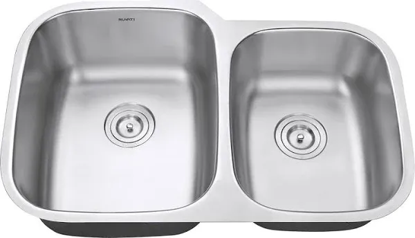 Ruvati RVM4310 Parmi 32&#034; Undermount Double Basin 16 Gauge - Stainless Steel