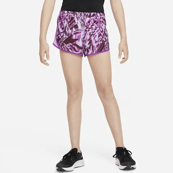 Nike Girls Dri-FIT Tempo Running Shorts Standard Fit Blue/Black Camouflage M