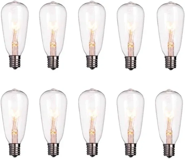 ?10 Pack Edison Light Bulbs Replacement, 7-Watt C9/E17 Intermediate Screw Base ⭐