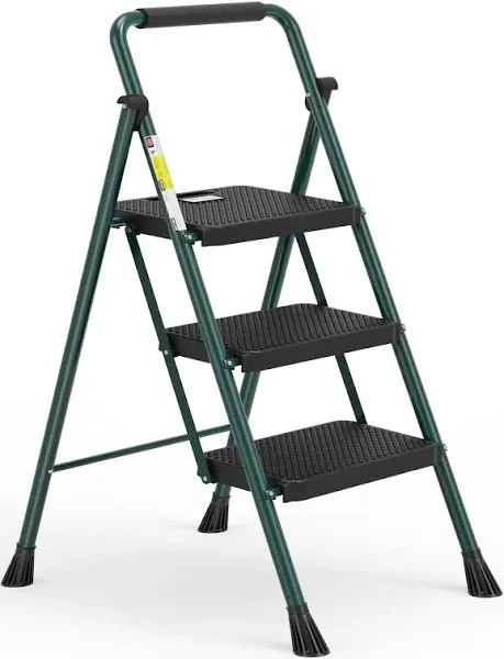 HBTower 3 Step Ladder, Folding Step Stool with Wide Anti-Slip Pedal, Sturdy S...