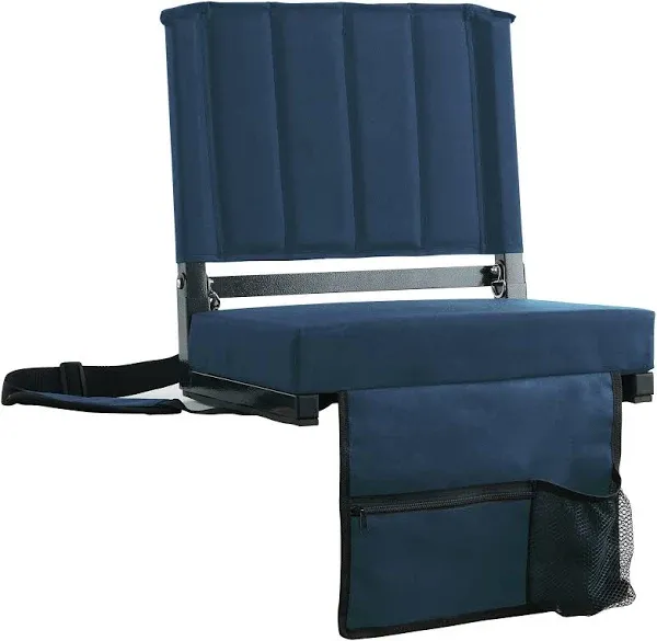 Sport Beats Stadium Seat for Bleachers with Back Support and Cushion Includes Shoulder Strap and Cup Holder