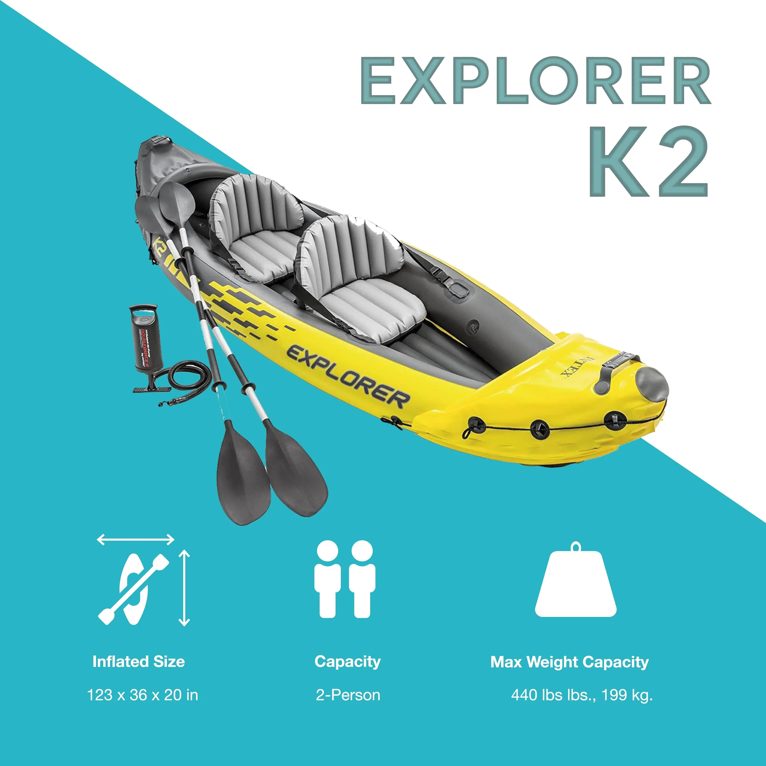 Intex Explorer K2 2 Person Inflatable Kayak Set