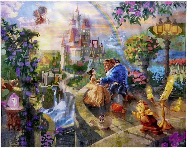 RoseArt Disney Dreams Thomas Kinkade Diamond Art Painting Kits Beauty and The Beast Falling in Love Scene