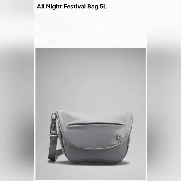 NWT Lululemon All Night Festival Bag 5L White Opal/Silver