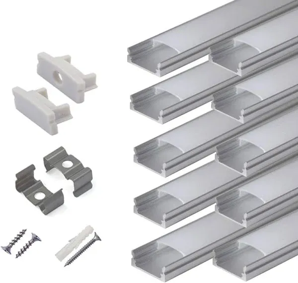 StarlandLed 10-Pack 6.6ft/ 2 Meter U Shape LED Aluminum Channel System with End