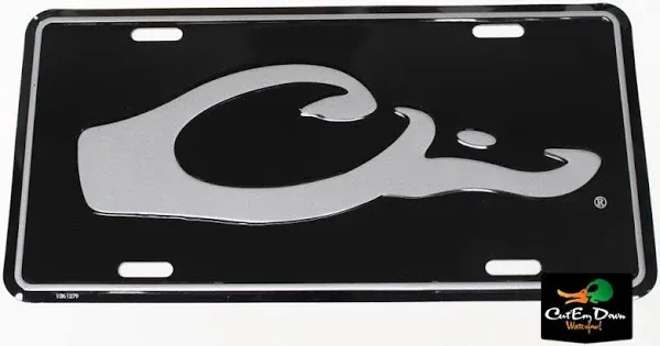 DRAKE WATERFOWL AUTHENTIC DUCK HEAD LOGO BLACK METAL LICENSE PLATE SILVER LOGO