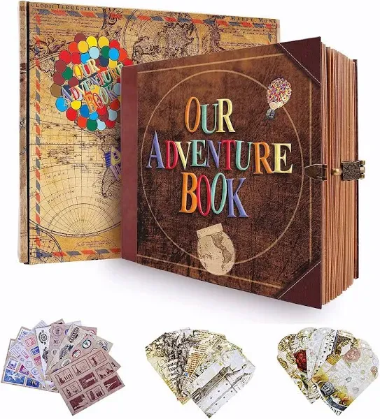 Our Adventure Book Scrapbook DIY Handmade Retro Style Travel Souvenir, Travel Sc