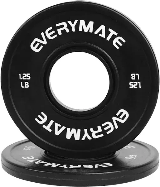 EVERYMATE Black Change Weight Plates 1.25LB Set Fractional Plate Olympic Bumper Plates for Cross Training Bumper Weight Plates Steel Insert Strength Training Weight Plates