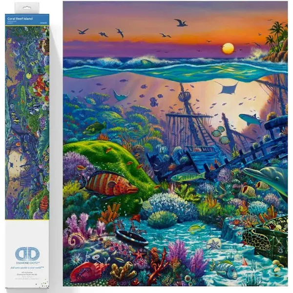 Diamond Dotz Diamond Embroidery Facet Art Kit 51&#034;X25&#034; Coral Reef Island