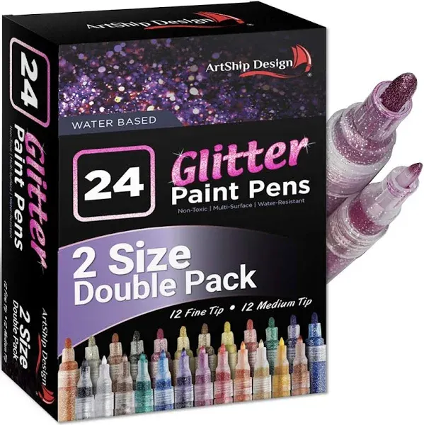 ArtShip Design 24 Glitter Paint Pens