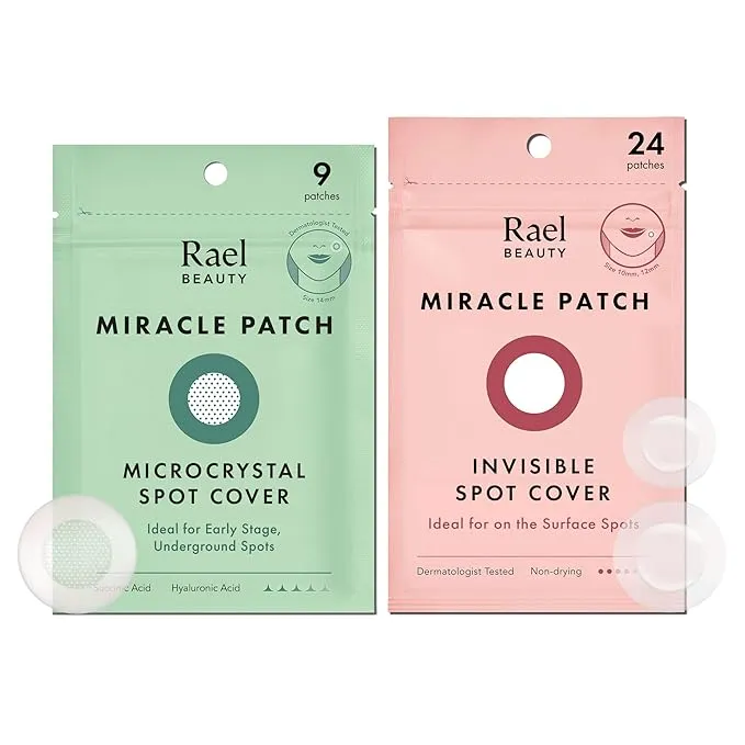 Rael Pimple Patches, Miracle Patches Bundle - Hydrocolloid Acne Patches for Face, Zit and Blemish Spot, Breakouts, Facial Stickers, All Skin Types, V