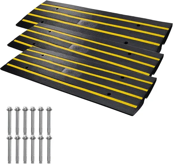 VEVOR Rubber Curb Ramp for Driveway 1 Pack, 15T Heavy Duty Sidewalk Curb Ramp, 2