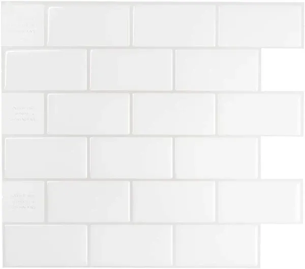 SMART TILES Peel and Stick Backsplash - 10 Sheets of 10.95&#034; x 9.70&#034; - 3D Adhe...