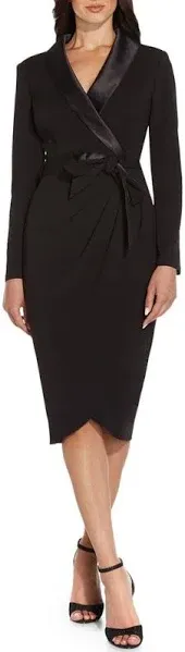 Adrianna Papell Women's Tuxedo Wrap Sheath Dress