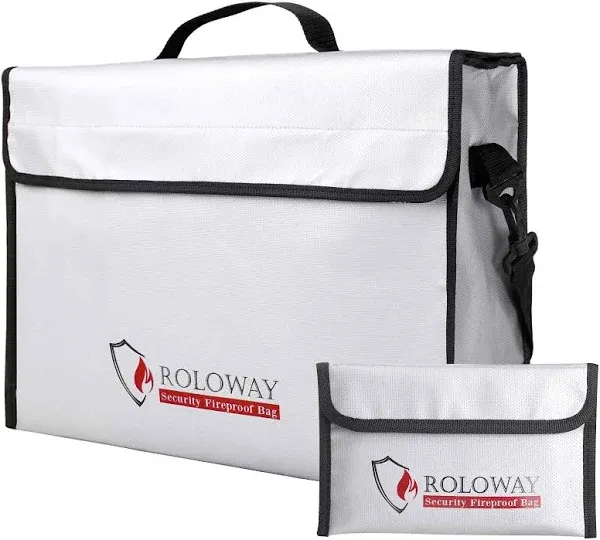 ROLOWAY Fireproof Document &amp; Money Bags, Large Fireproof &amp; Water Resistant Ba...