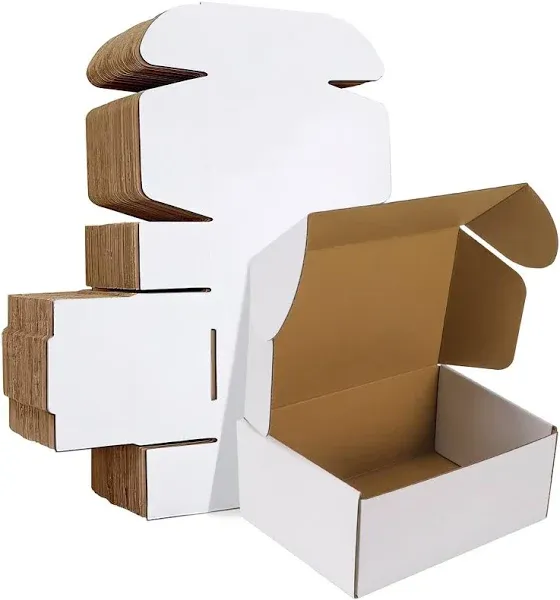 RLAVBL 9x6x2 Inches Shipping Boxes Set of 25, White Small Corrugated Cardboard