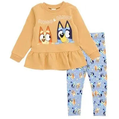 Bluey Girls' Peplum Sweatshirt and Leggings Outfit Set