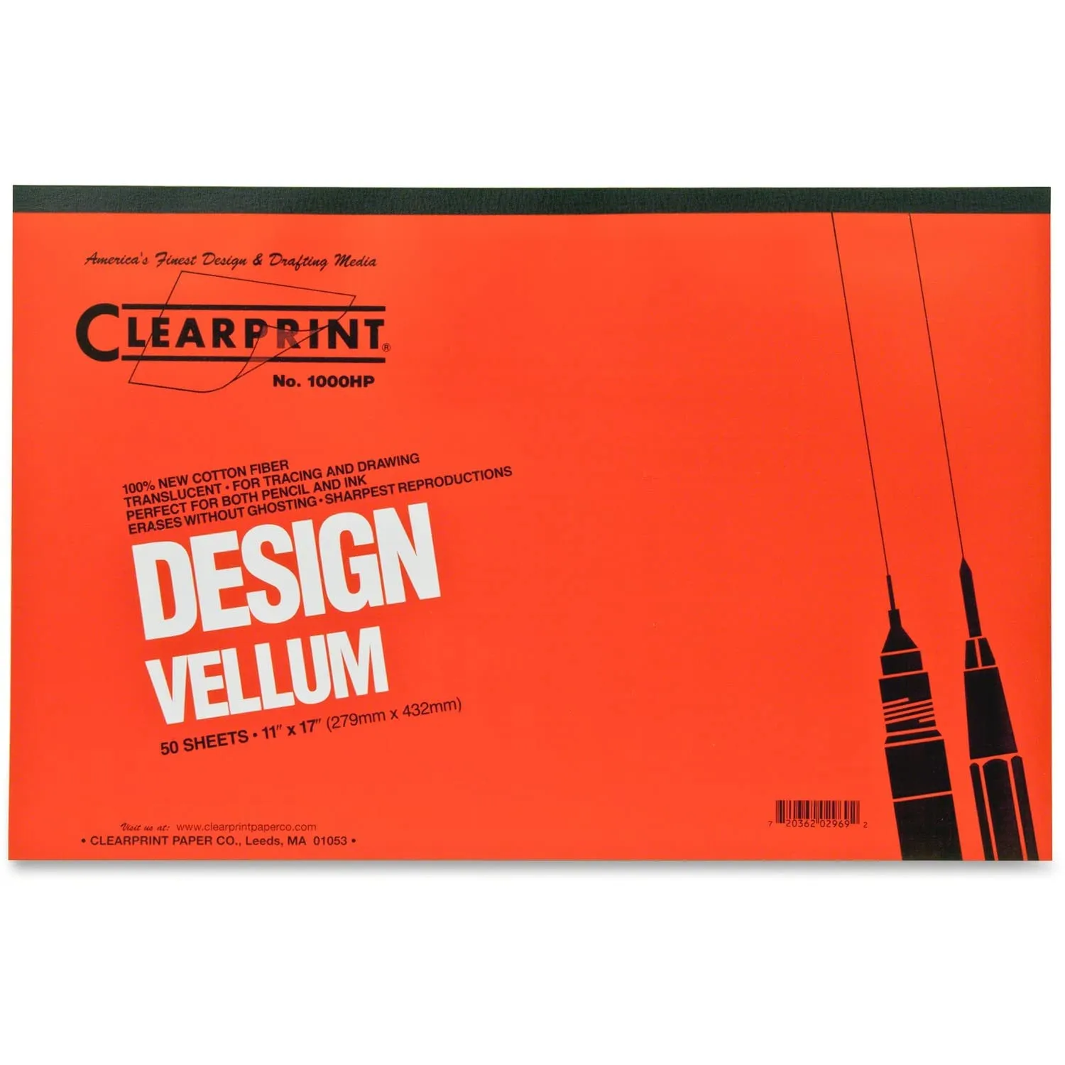 Chartpak 10001416 Vellum Pad, 50 Sheets, Acid-free, 11-Inch x17-Inch, White