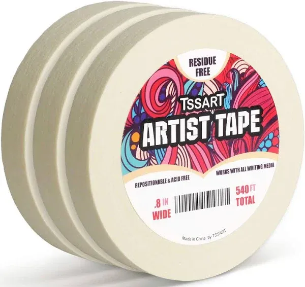 White Art Tape Medium Tack - Masking Artists Tape for Drafting Art Watercolor Pa