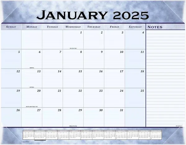 2025 AT-A-GLANCE® Monthly Desk Pad, 21-3/4" x 17", Slate Blue, January 2025 To December 2025, 89701