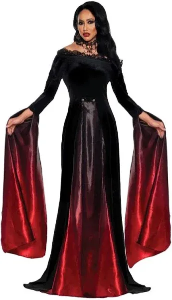 EraSpooky Women's Vampire Costume Halloween Suit Gothic Dress Victorian Vampiress Bat