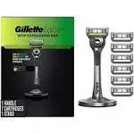 GilletteLabs - Men's Razor with Exfoliating Bar - 1 Handle, 7 Refills, 1 Premium Magnetic Stand