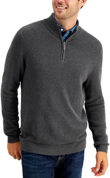 Club Room Men's Quarter-Zip Textured Cotton Sweater