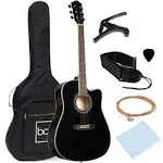 Best Choice Products 41in Full Size Beginner Acoustic Guitar Set with Case, Strap, Capo, Strings - Black